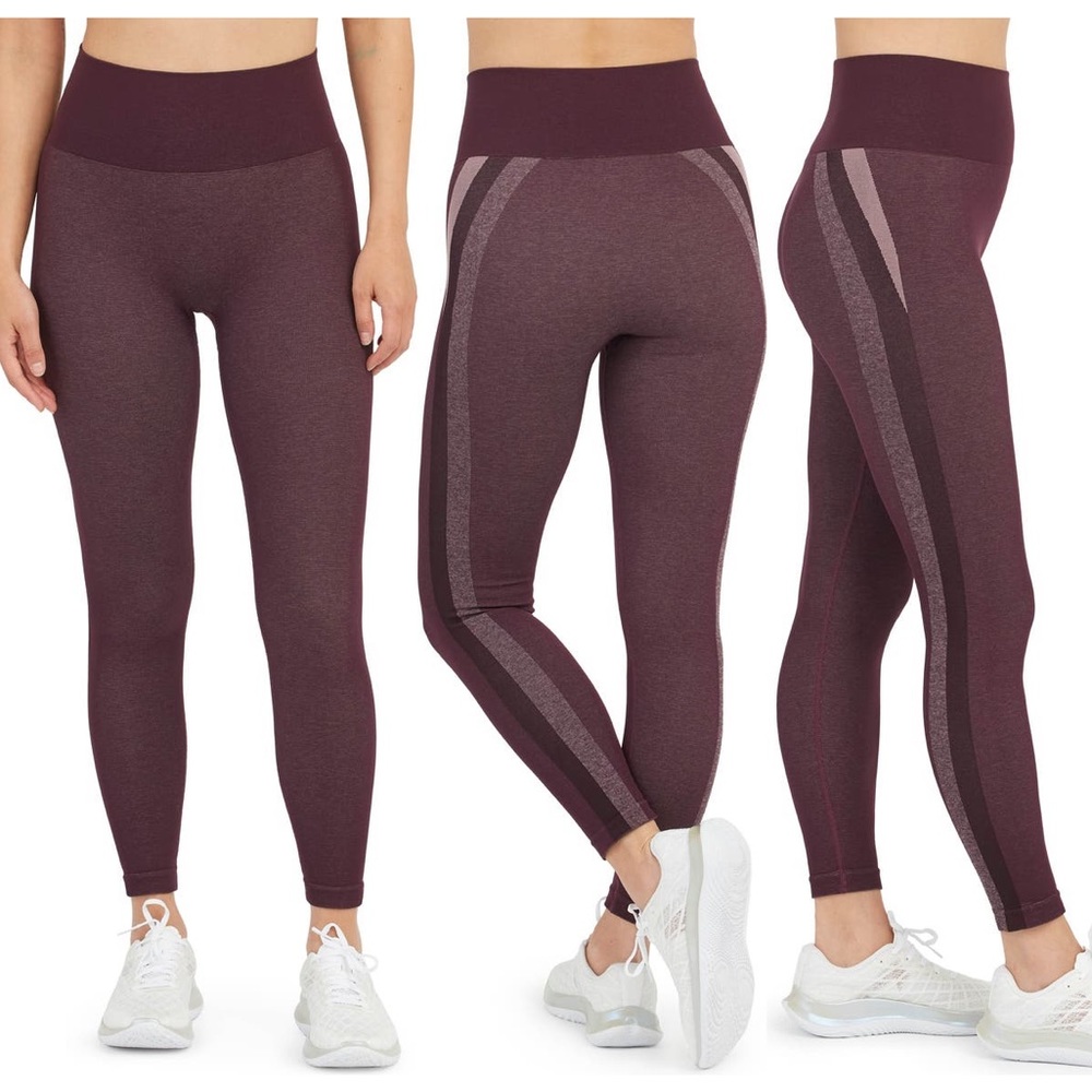 NEW Spanx Look at Me Now Seamless Track Stripe Legging Size XS 50232R Jammy Plum - Picture 1 of 5